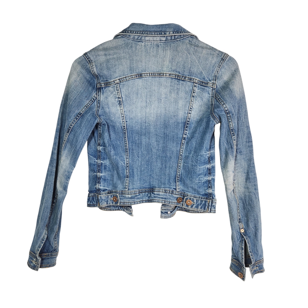 H&M Women's Size 4 Small Blue Denim Jean Jacket Classic Trucker Style - Picture 4 of 15
